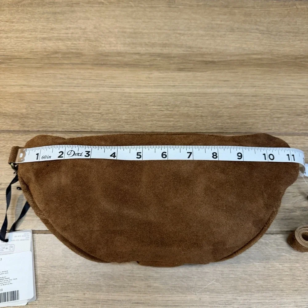 Marlon Made In Italy Fanny Pack Warm Rich Saddle Brown Suede Bag Purse Boho READ